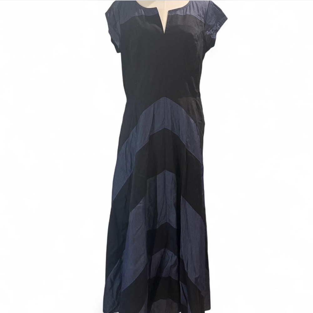 eShakti Colorblock Midi Dress | XL / 18 | Pockets | Side Zip